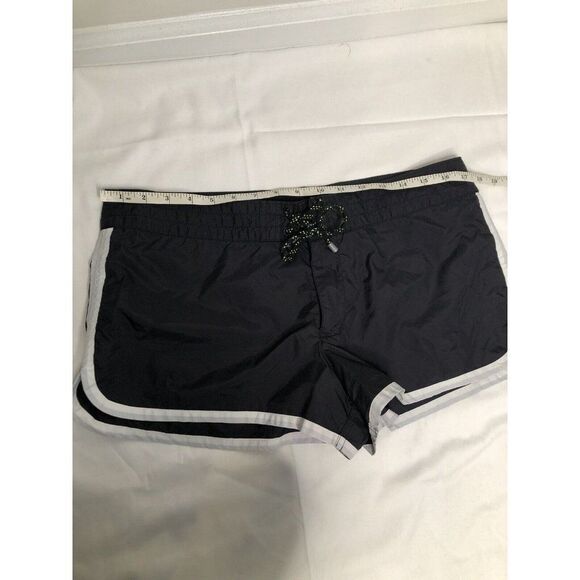 J. Crew Womens Size 10 Black Nylon Board Shorts Swim Lace Up Zip Hook & Loop - Picture 6 of 6